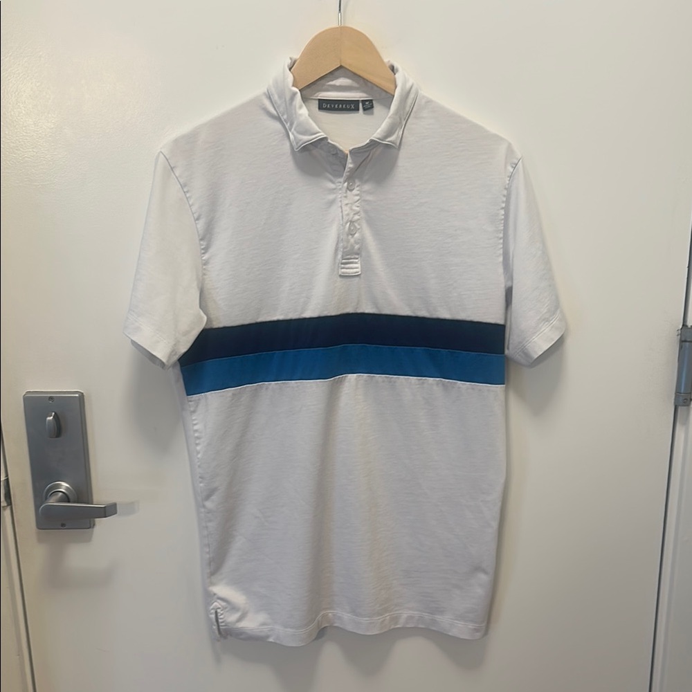 Devereux White and Blue Men's Collared Short Sleeve Shirt